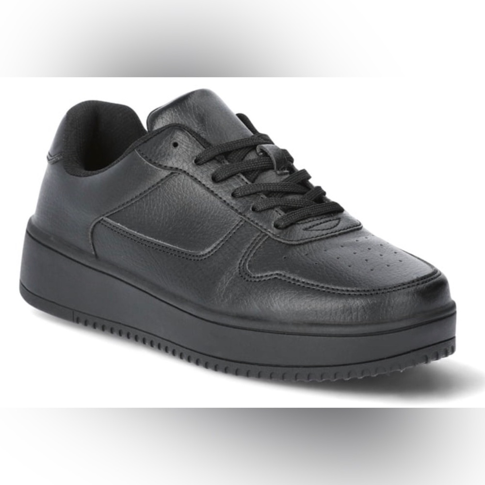 NO BOUNDARIES Womens Platform Sneakers Size 11W Black Memory Lace Ups Foam New